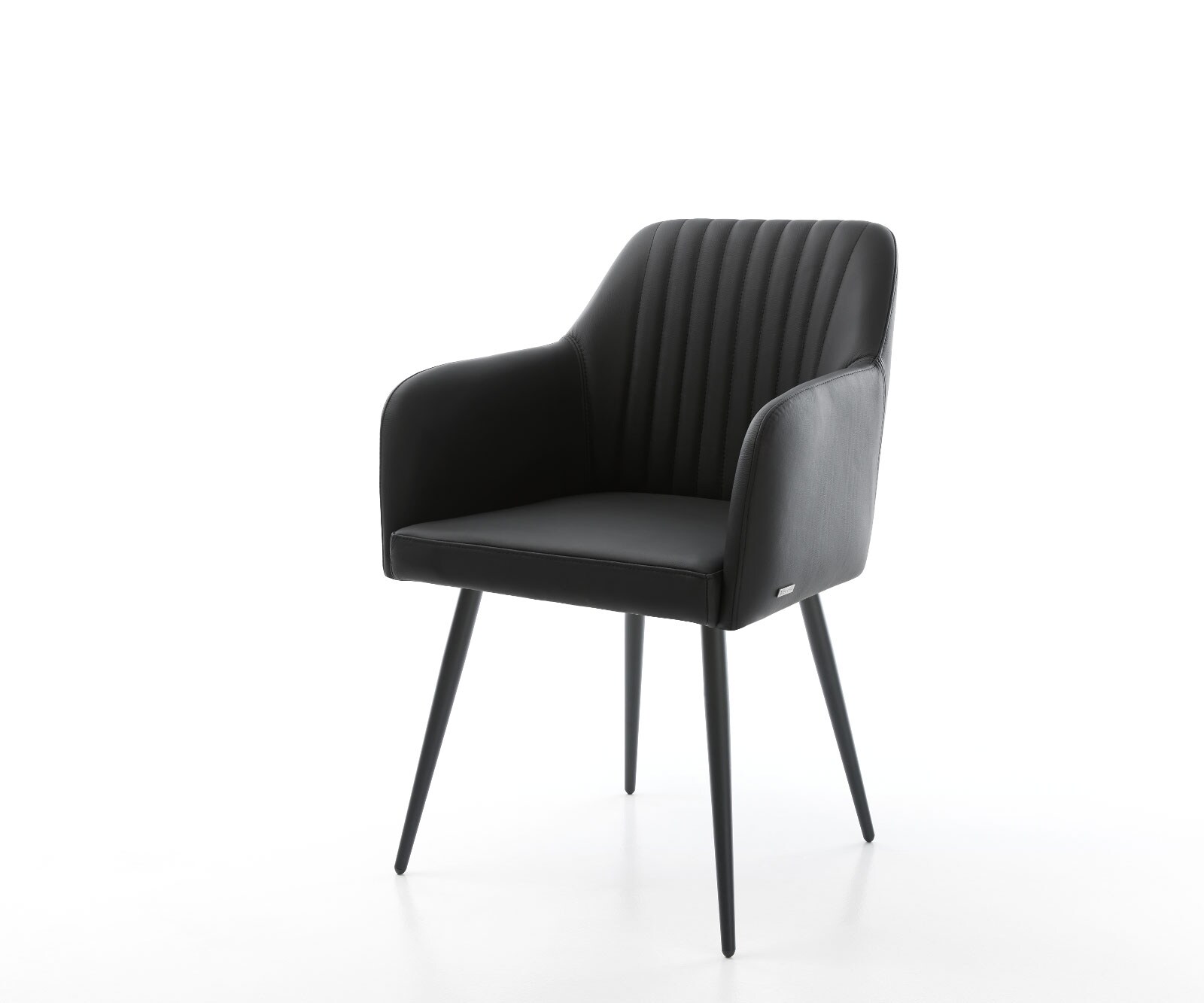 Fauteuil Greg-Flex cuir véritable noir 4-pieds conique noir