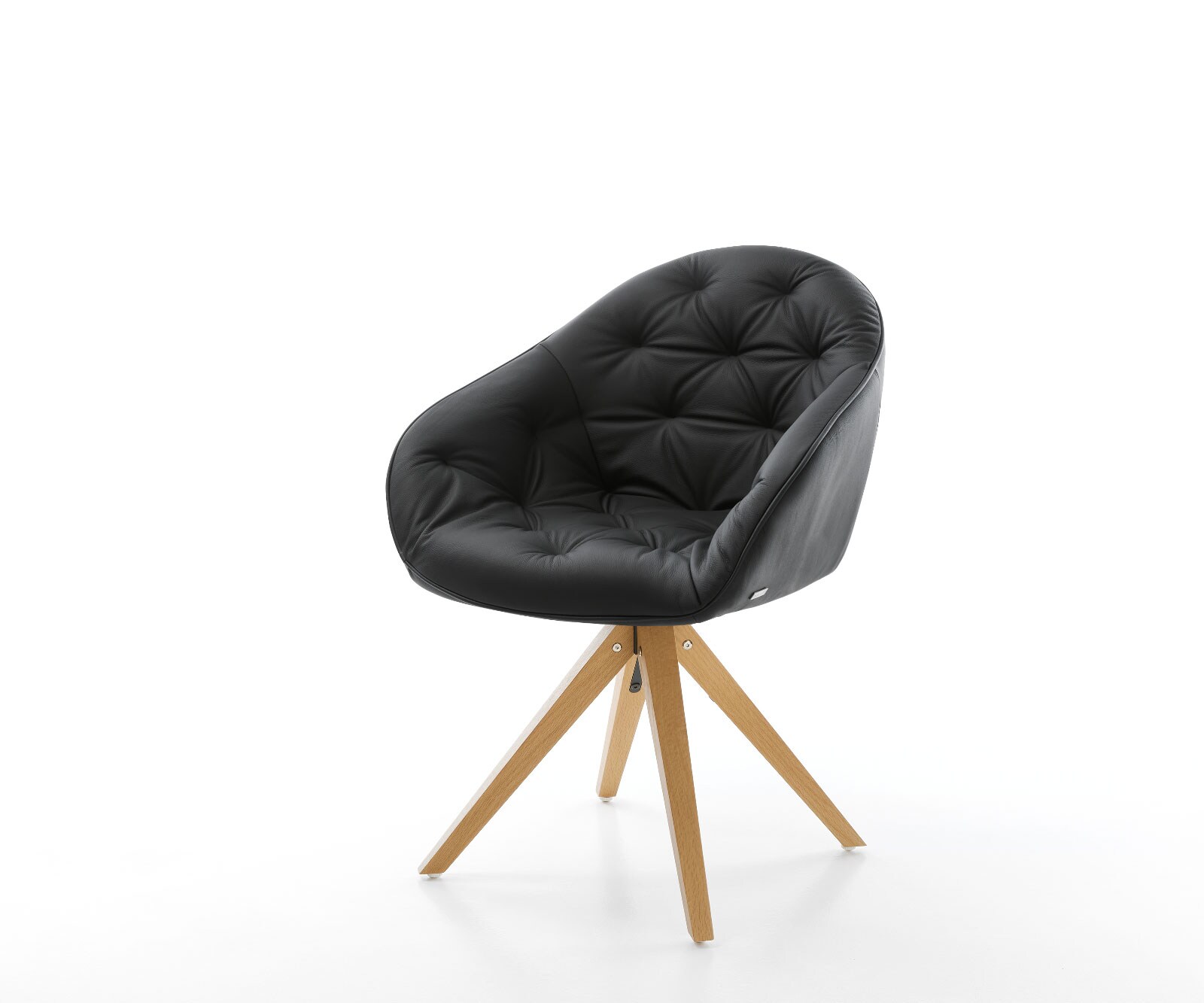 Chaise-pivotante Gaio-Flex cuir véritable noir cadre en bois angulaire pivote sur 180°