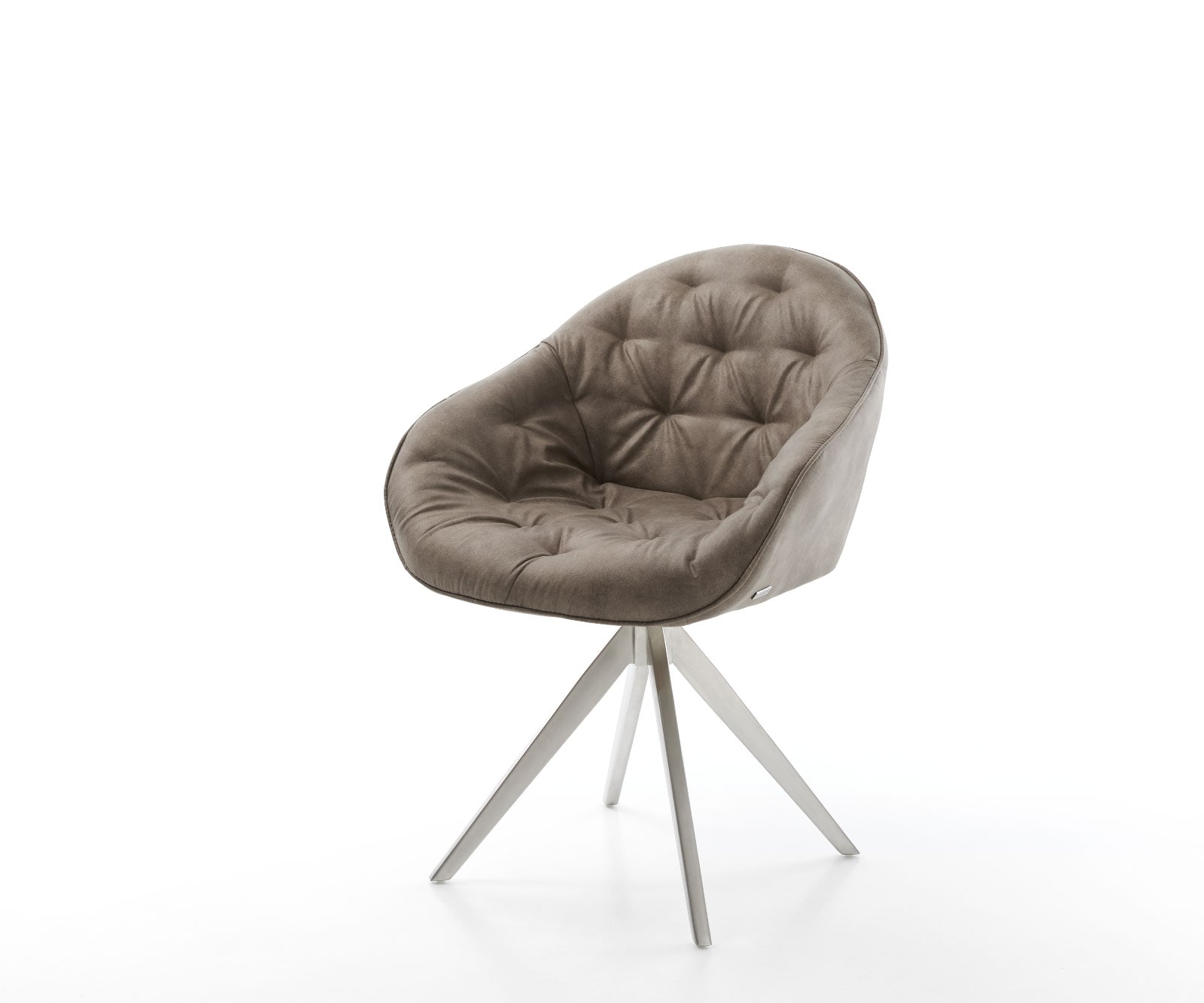 Chaise-pivotante Gaio-Flex taupe vintage cadre croisé angulaire acier inoxydable pivote sur 180°