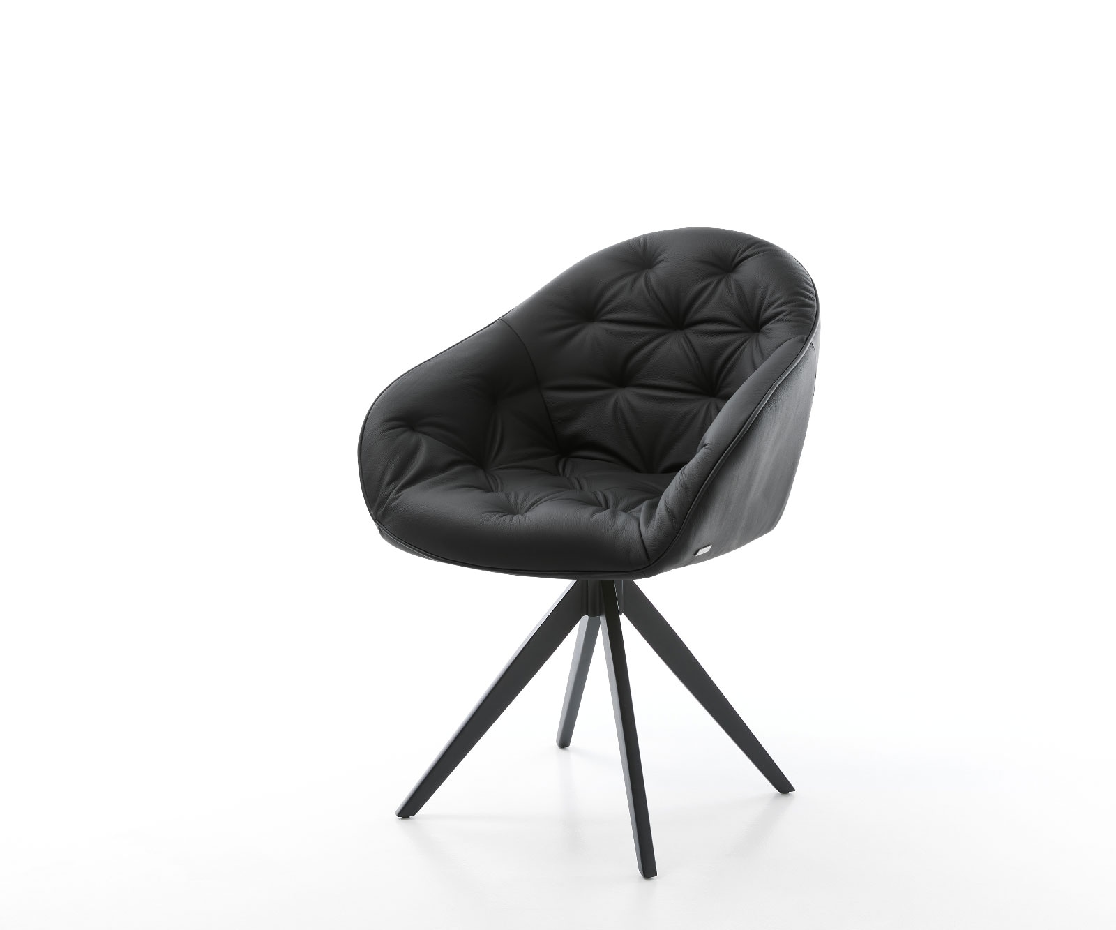 Chaise-pivotante Gaio-Flex cuir véritable noir cadre croisé angulaire noir pivote sur 180°