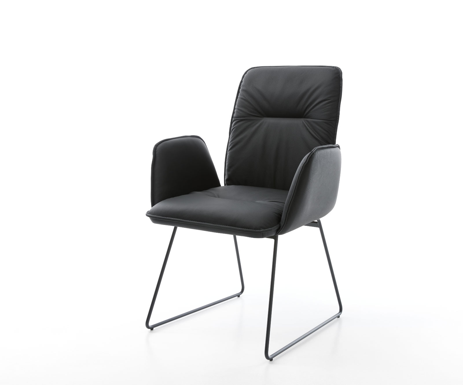 Fauteuil Vinja-Flex cuir véritable noir cadre patin noir