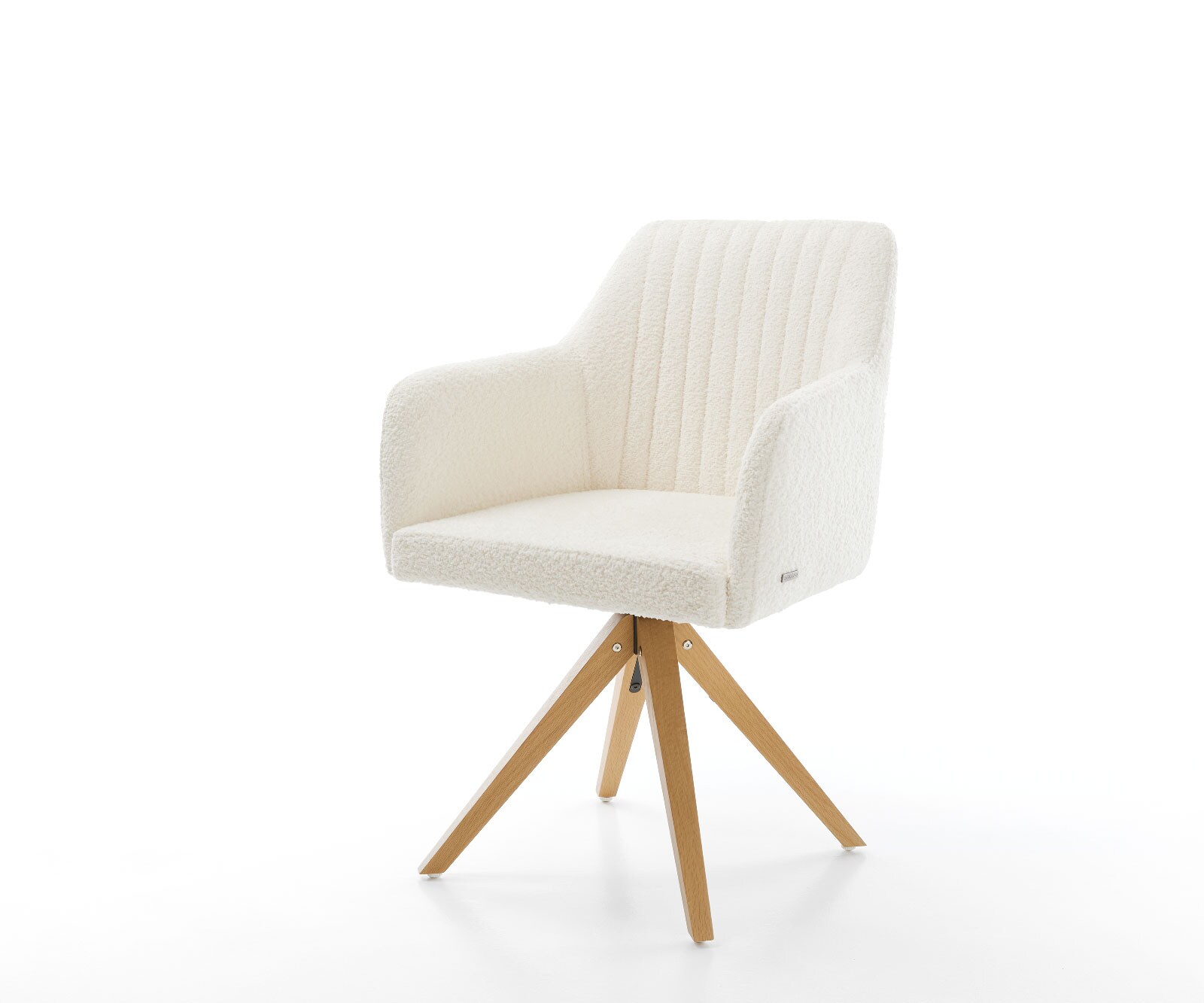 Chaise-pivotante Greg-Flex bouclé blanc cadre en bois angulaire pivote sur 180°