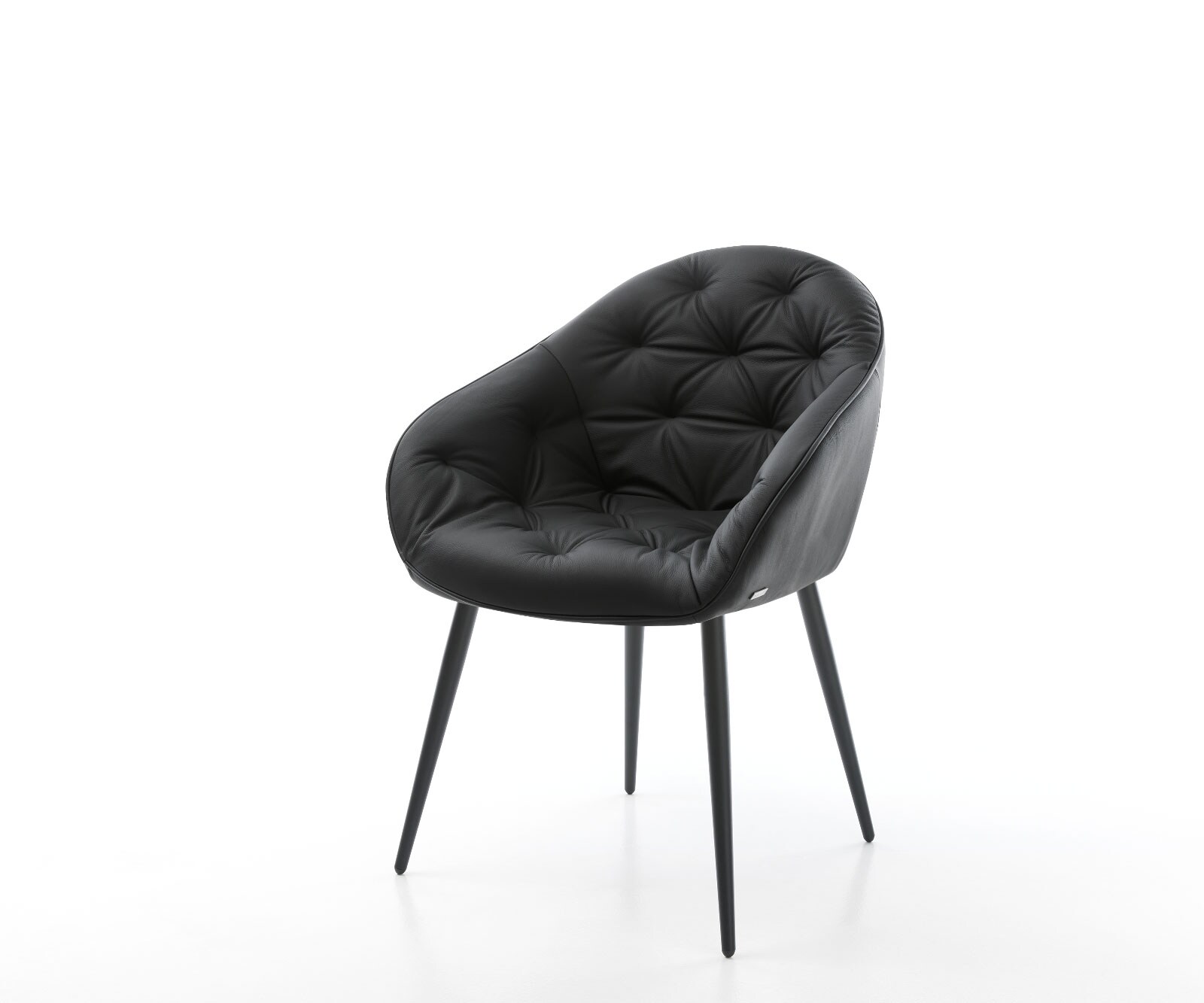 Fauteuil Gaio-Flex cuir véritable noir 4-pieds conique noir