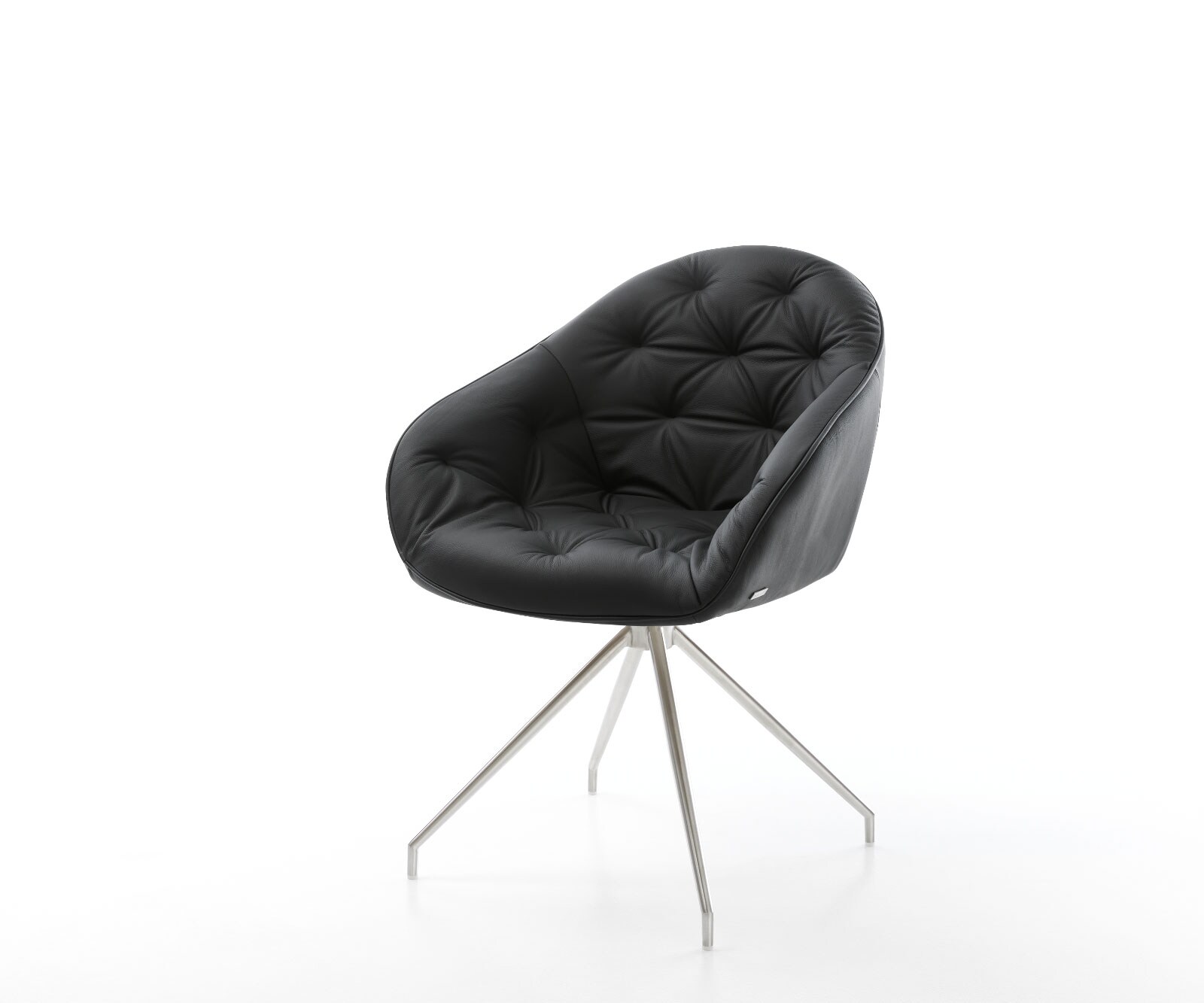 Chaise-pivotante Gaio-Flex cuir véritable noir cadre croisé conique acier inoxydable pivote sur 180°