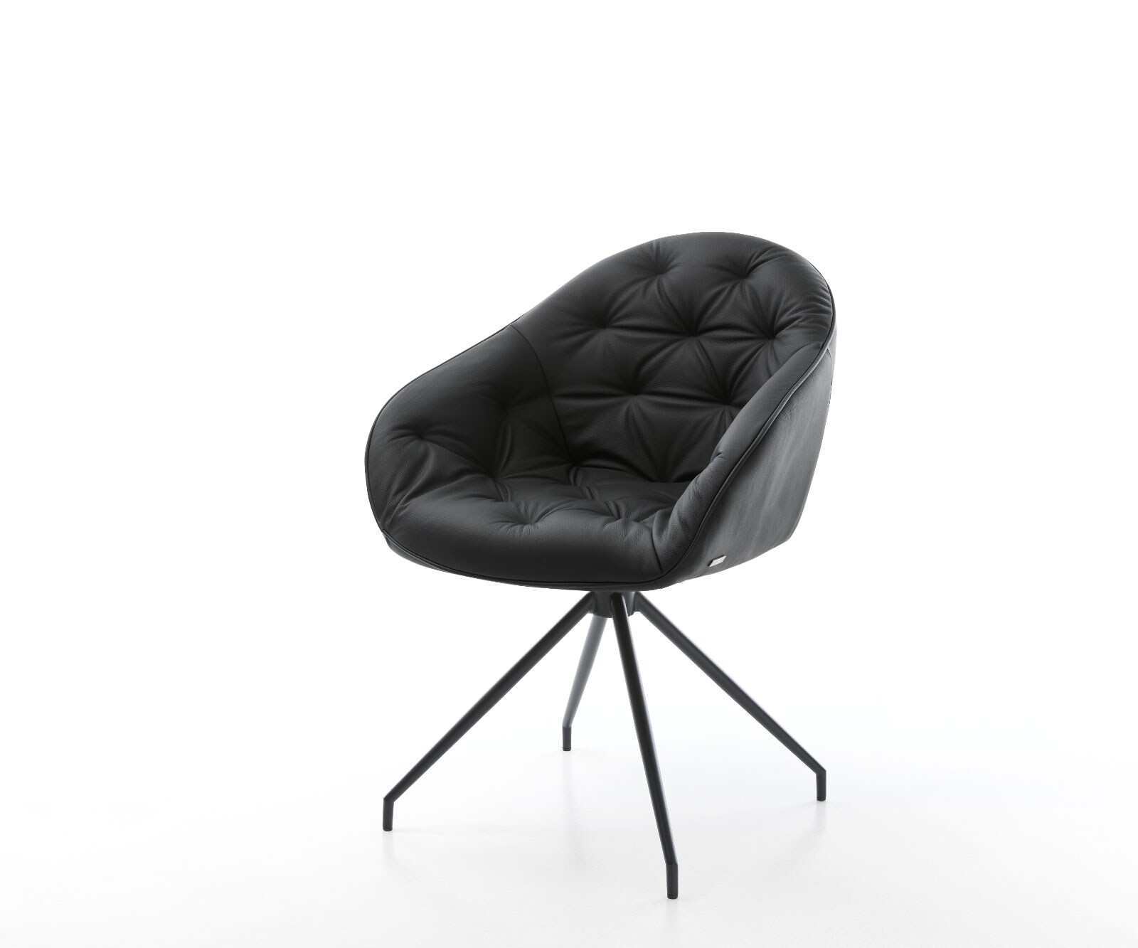 Chaise-pivotante Gaio-Flex cuir véritable noir cadre croisé conique noir pivote sur 180°