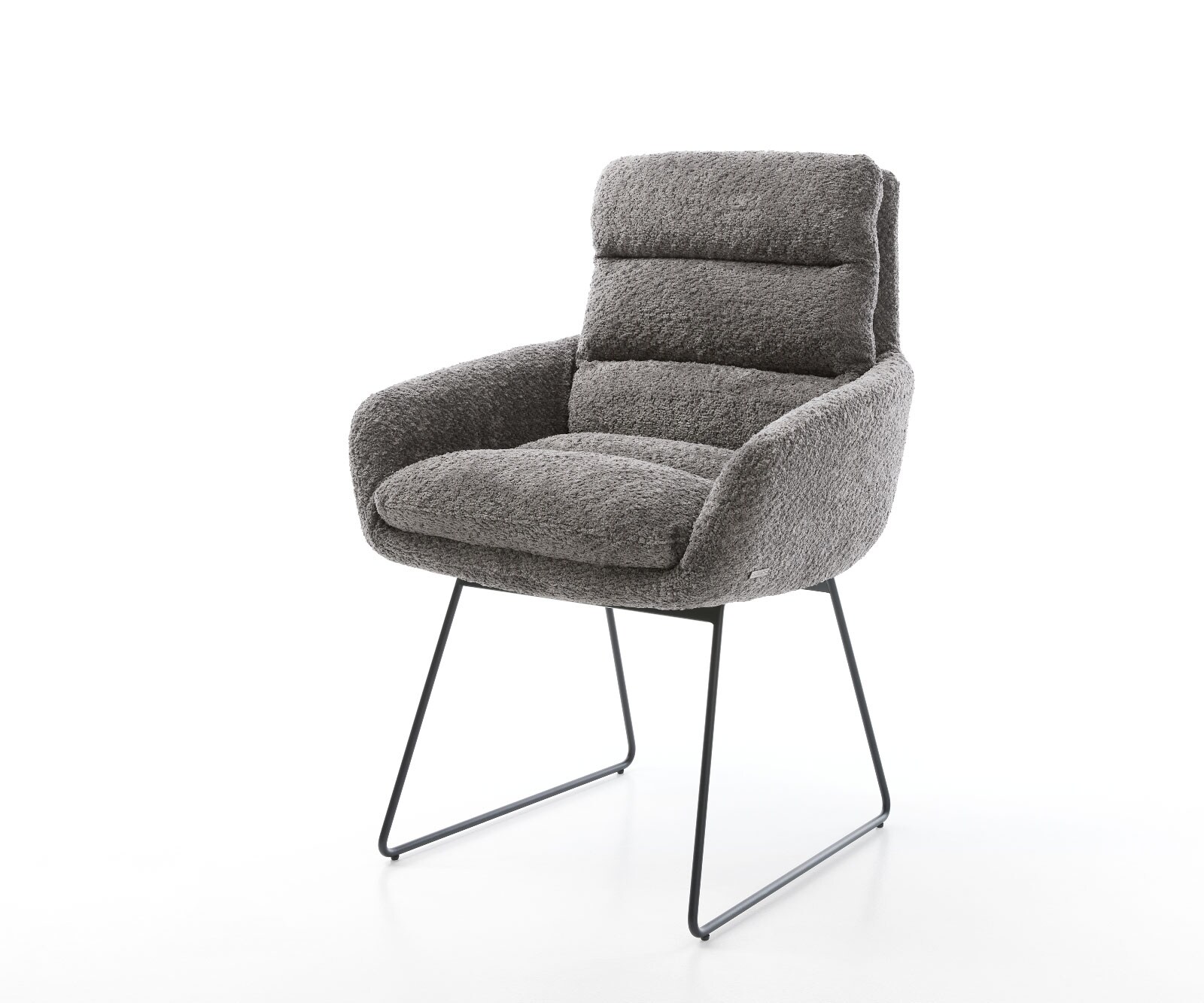 Fauteuil Abelia-Flex avec accoudoirs bouclé gris cadre patin noir