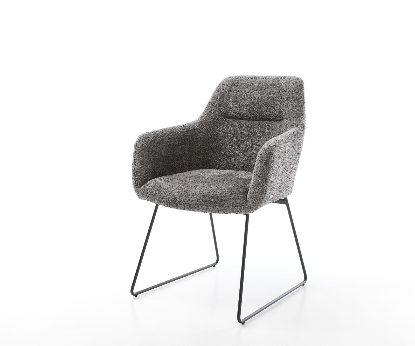 Fauteuil Pejo-Flex bouclé gris cadre patin noir