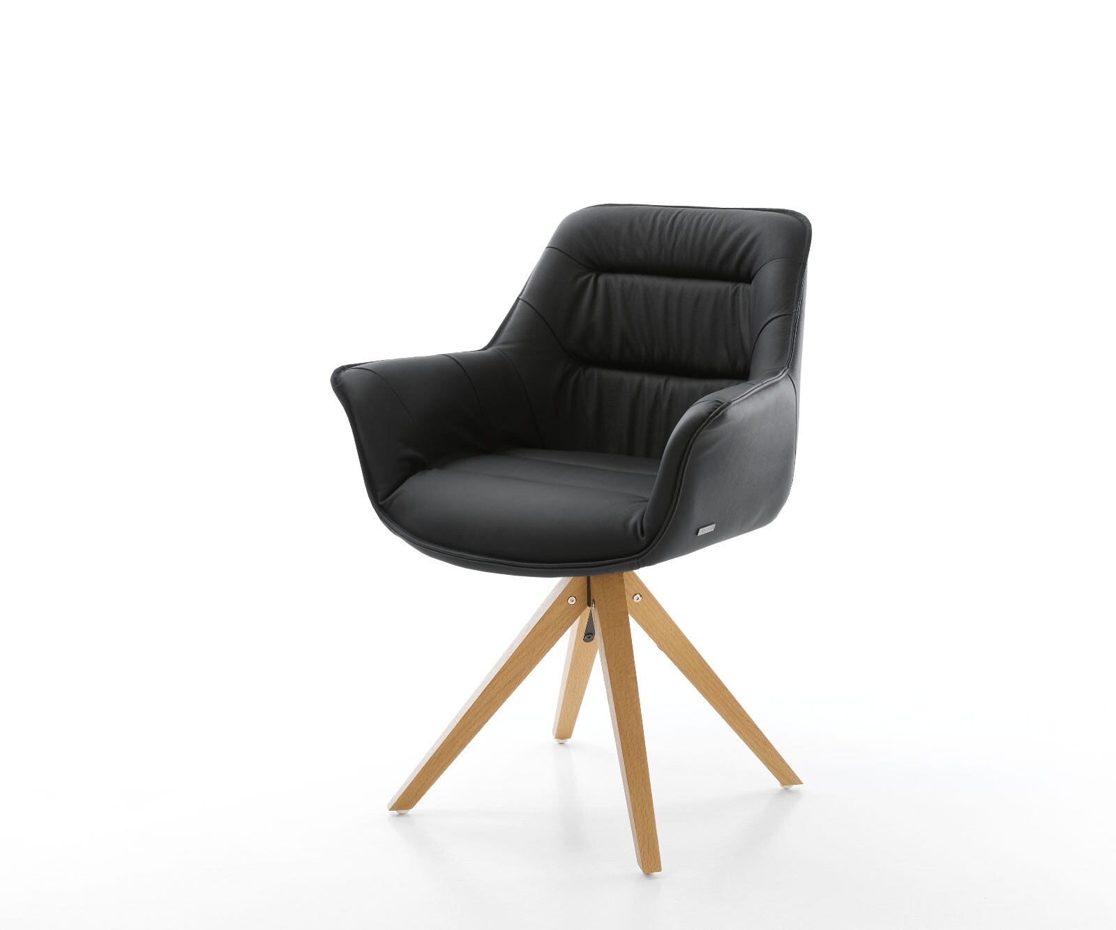 Chaise-pivotante Kaira-Flex cuir véritable noir cadre en bois angulaire pivote sur 180°