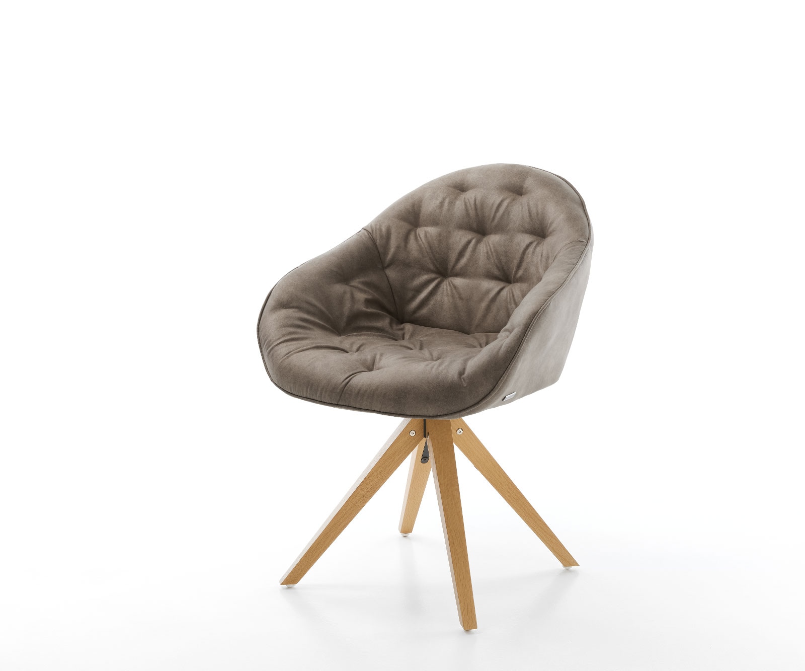 Chaise-pivotante Gaio-Flex taupe vintage cadre en bois angulaire pivote sur 180°