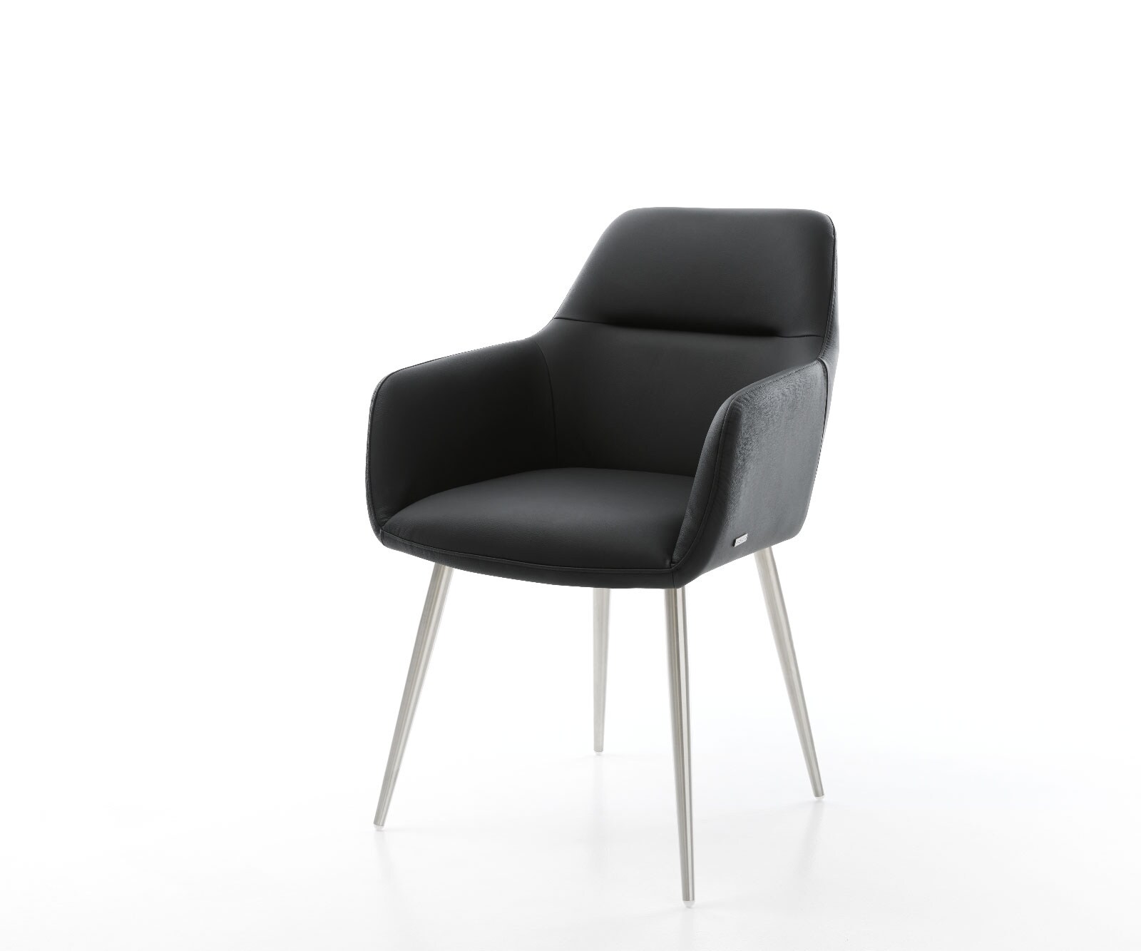 Fauteuil Pejo-Flex cuir véritable noir 4-pieds conique acier inoxydable