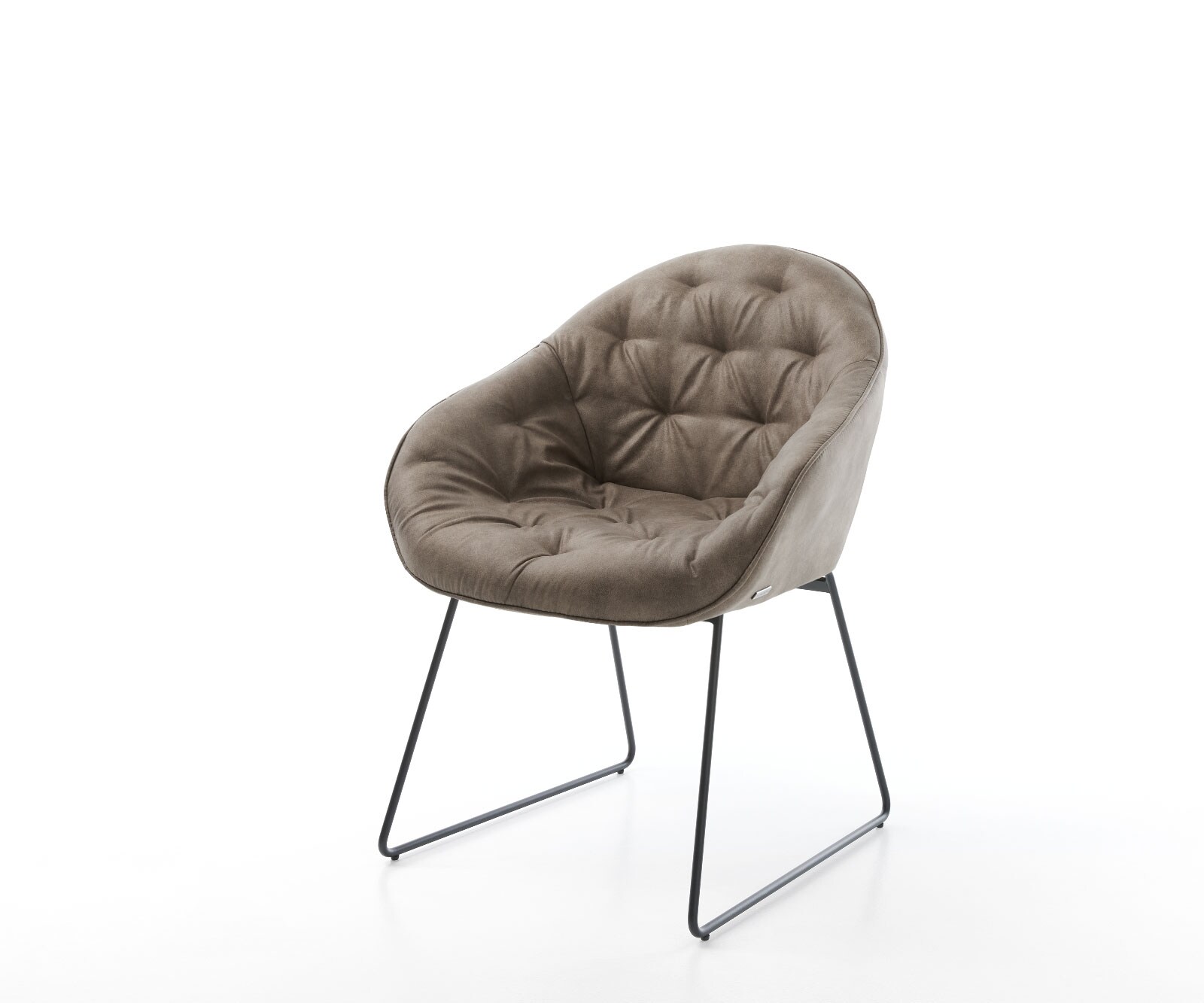 Fauteuil Gaio-Flex taupe vintage cadre patin noir