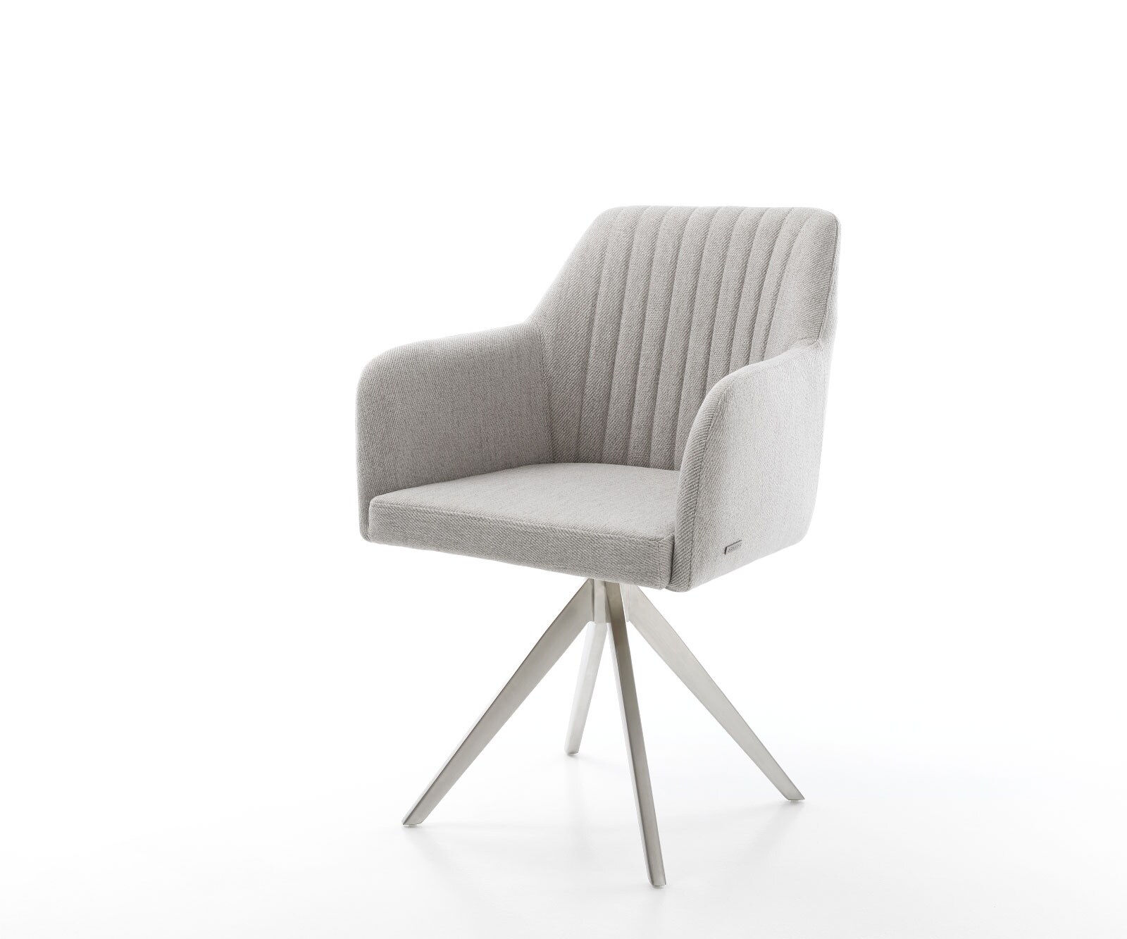 Chaise-pivotante Greg-Flex rayures gris clair cadre croisé angulaire acier inoxydable pivote sur 180°