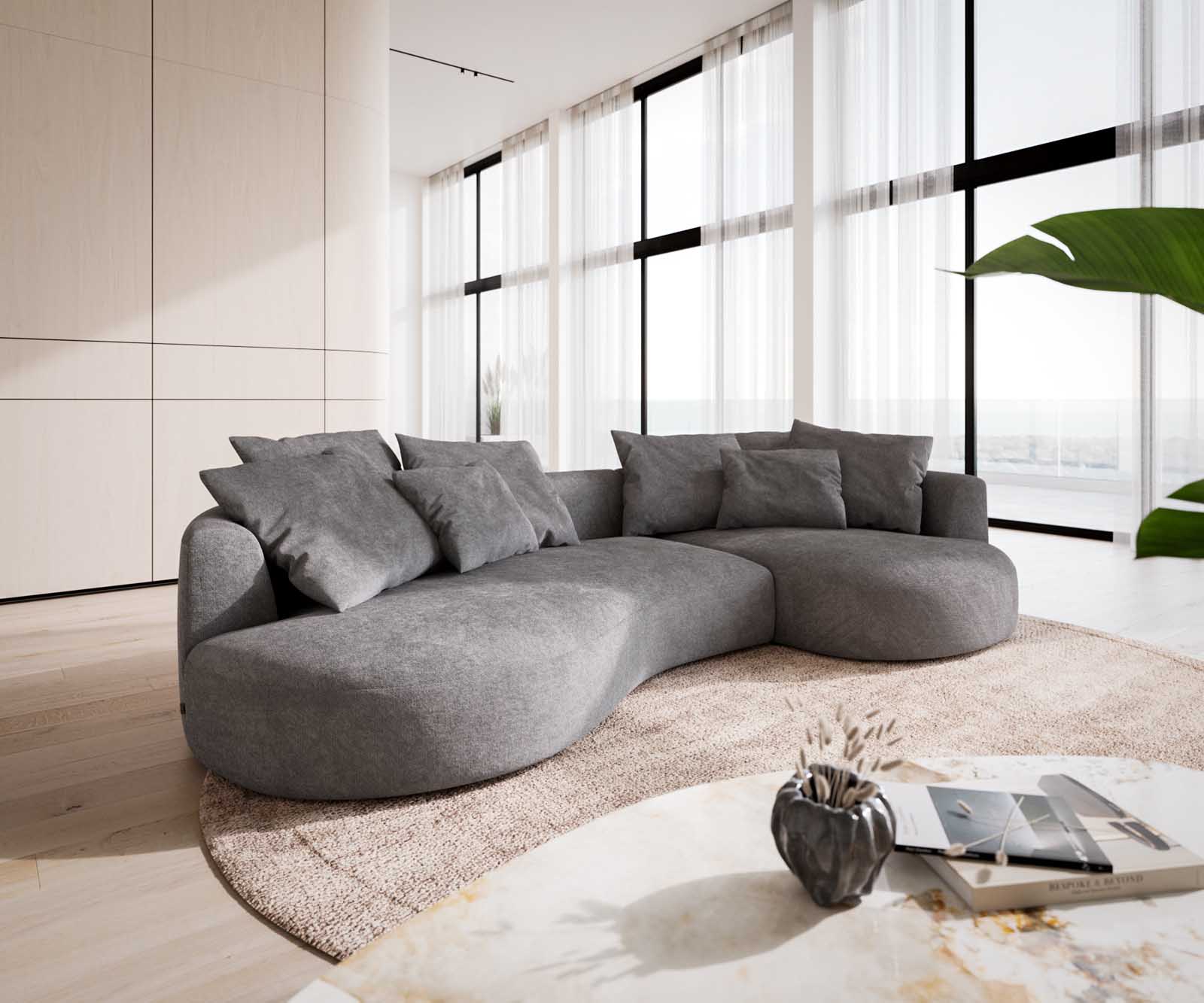 Canapé Edina 330x170 cm microfibre gris