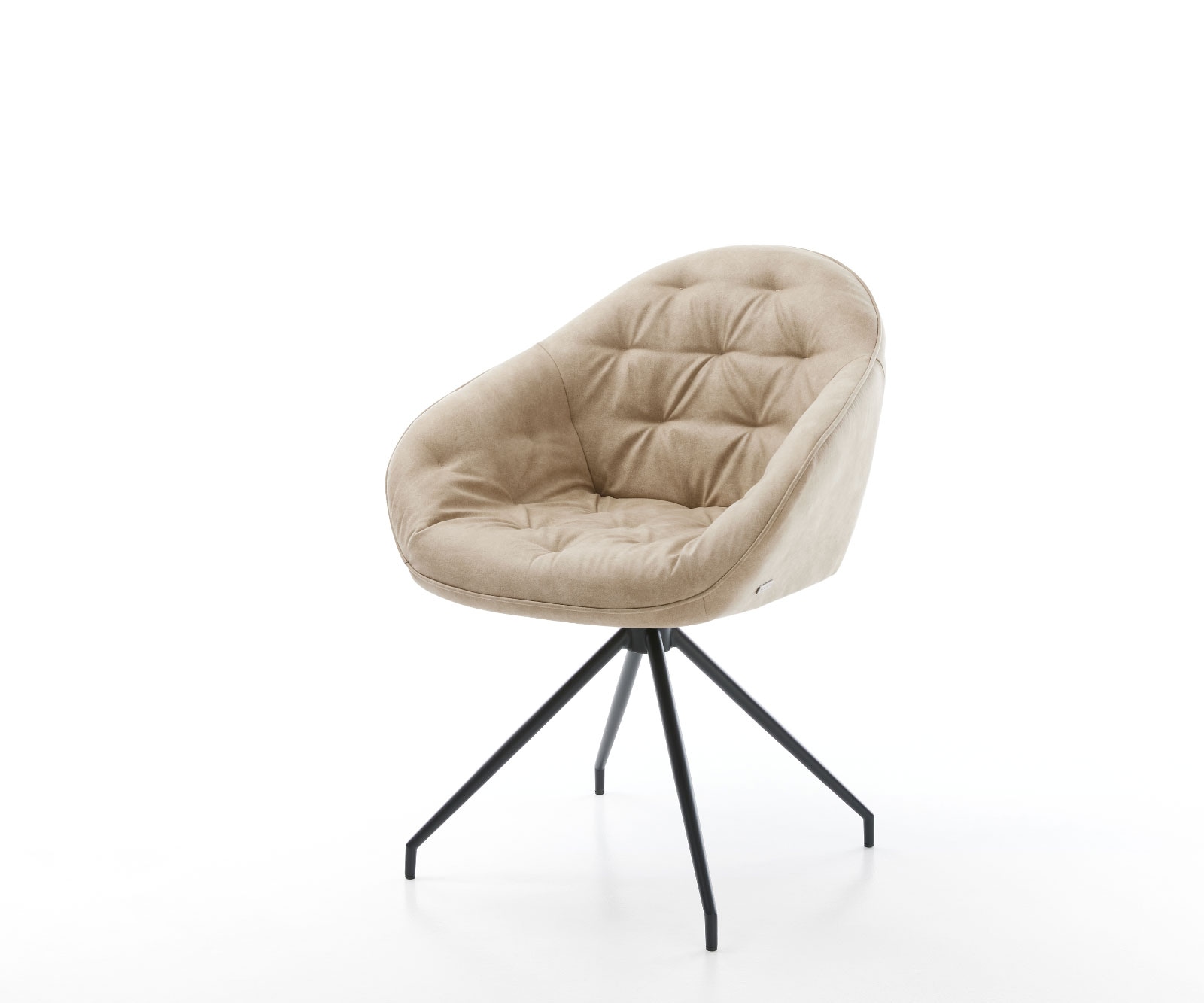 Chaise-pivotante Gaio-Flex beige vintage cadre croisé conique noir pivote sur 180°