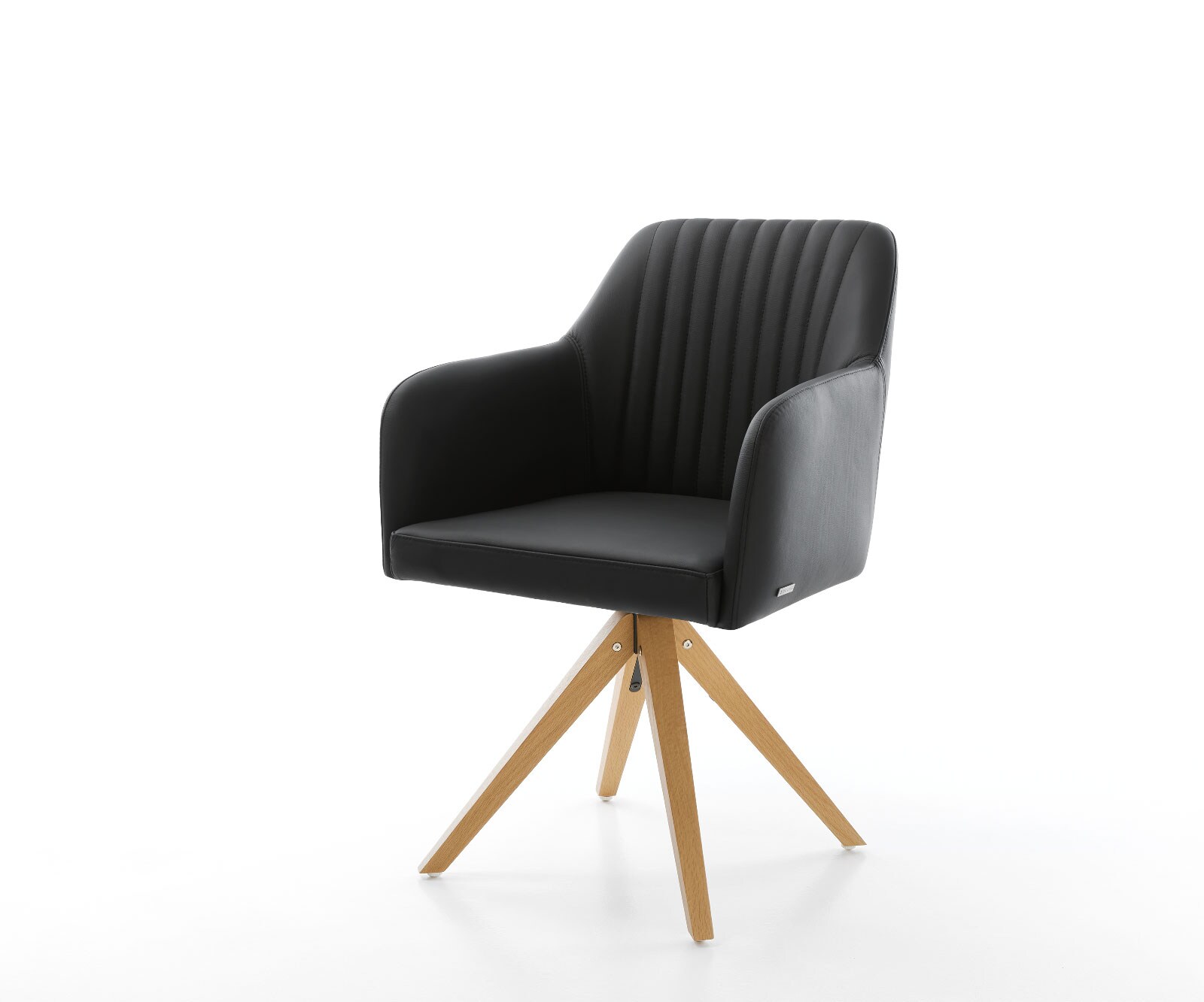 Chaise-pivotante Greg-Flex cuir véritable noir cadre en bois angulaire pivote sur 180°