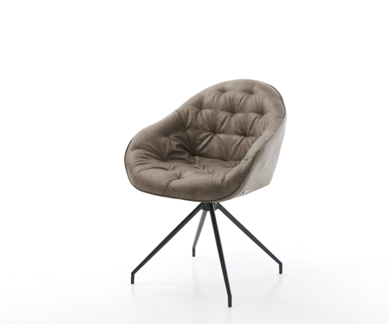 Chaise-pivotante Gaio-Flex taupe vintage cadre croisé conique noir pivote sur 180°