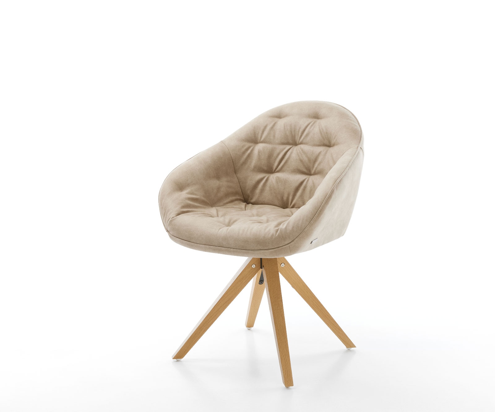 Chaise-pivotante Gaio-Flex beige vintage cadre en bois angulaire pivote sur 180°