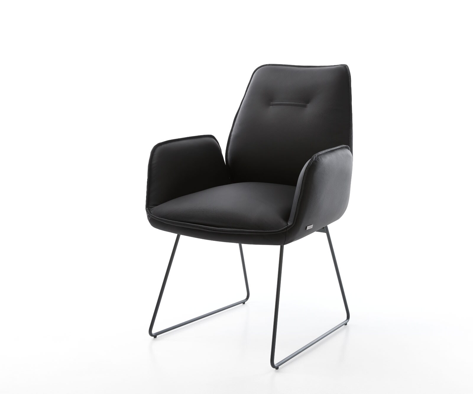 Fauteuil Zoa-Flex cuir véritable noir cadre patin noir