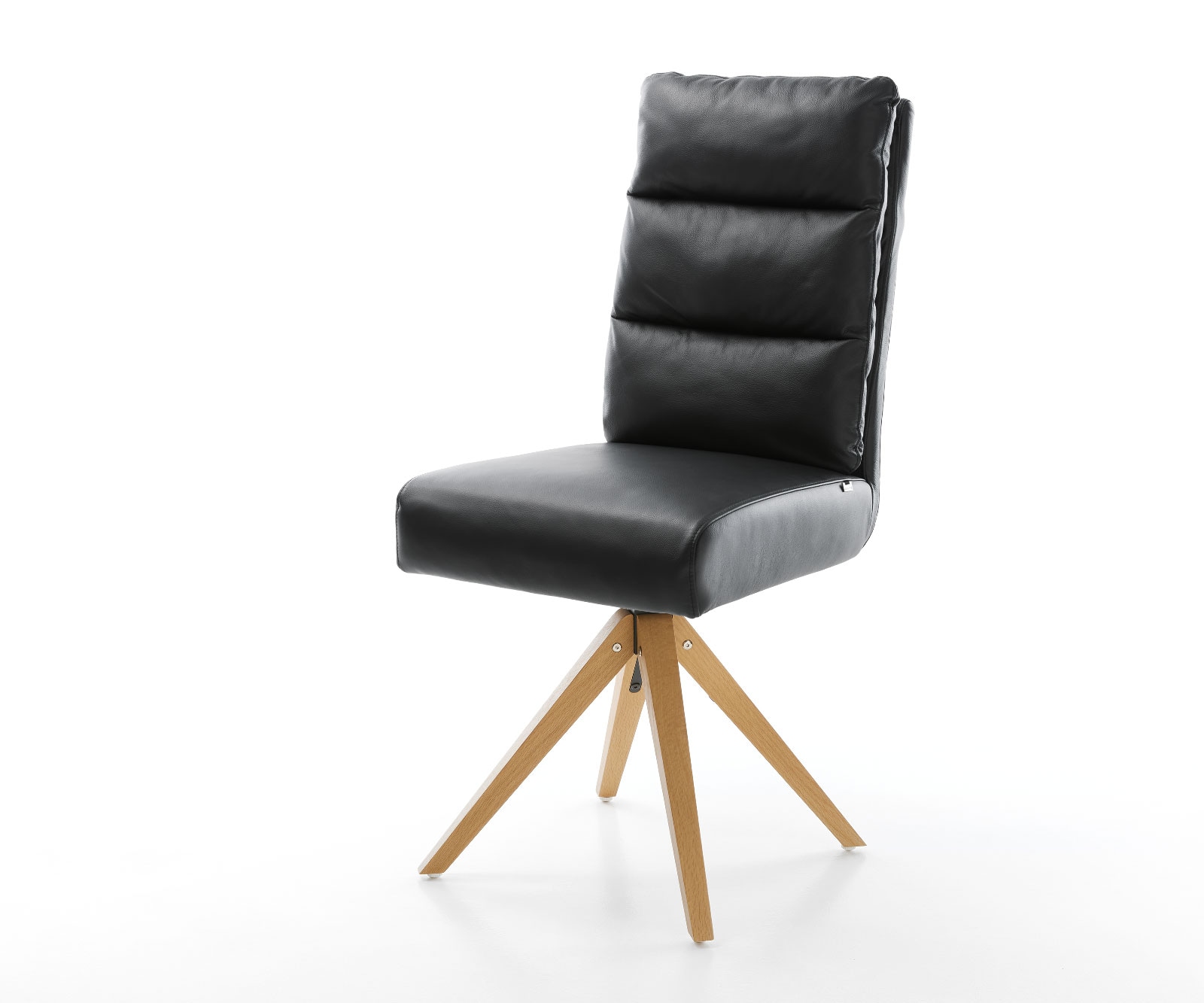 Chaise-pivotante Pela-Flex cuir véritable noir cadre en bois angulaire pivote sur 180° ressorts ensachés