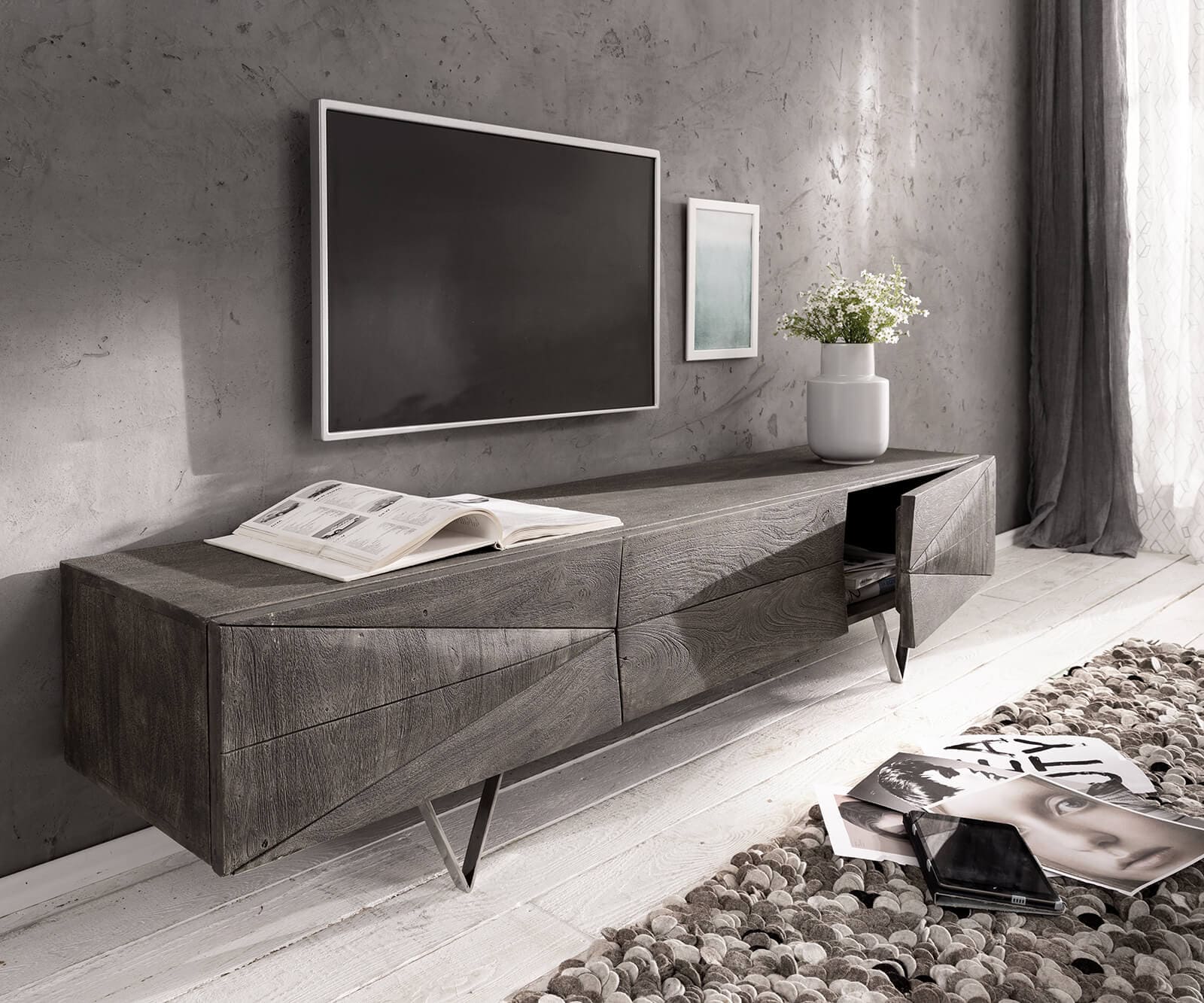 Meuble-TV  Wyatt 175 cm platine acacia 1 rabat