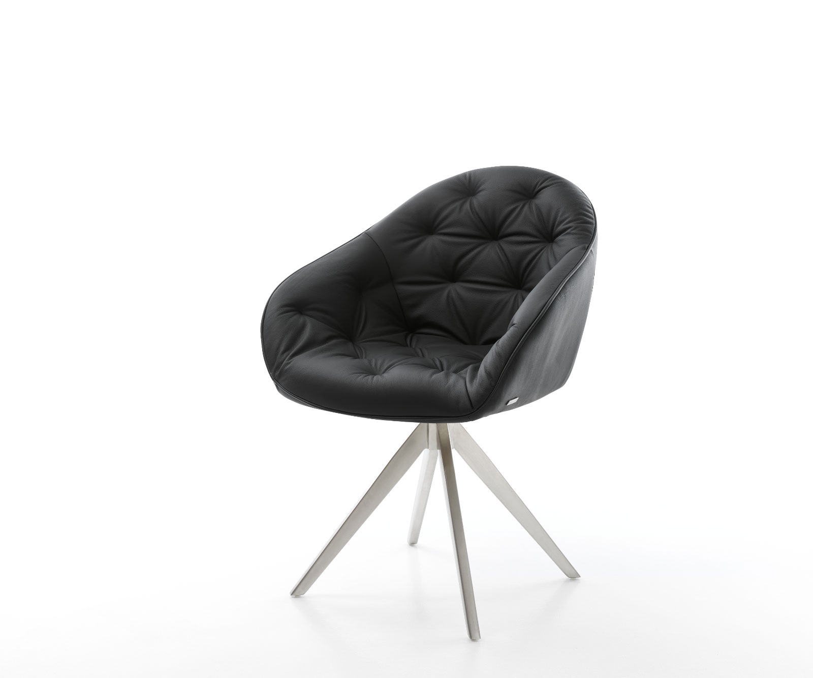 Chaise-pivotante Gaio-Flex cuir véritable noir cadre croisé angulaire acier inoxydable pivote sur 180°