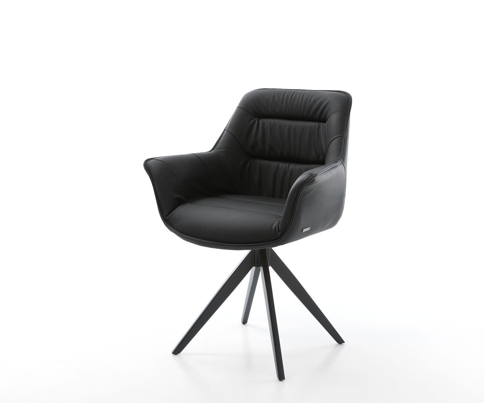 Chaise-pivotante Kaira-Flex cuir véritable noir cadre croisé angulaire noir pivote sur 180°